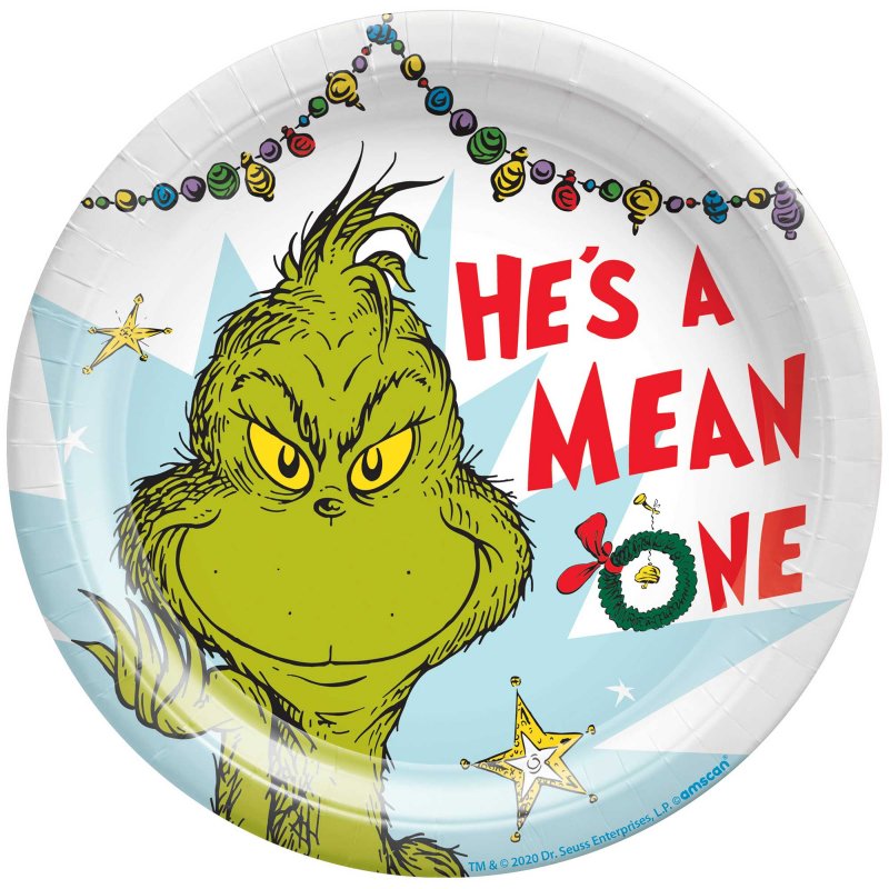 Dr. Seuss The Grinch 7in. Paper Plates  8pk - Party Savers