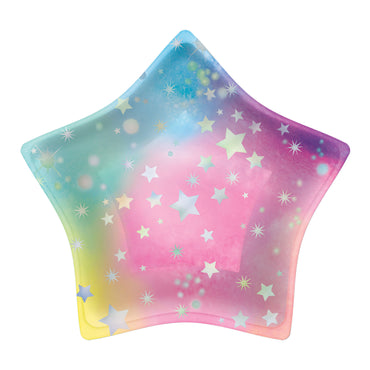 Luminous Birthday Iridescent Star Shaped Paper Plates 8pk