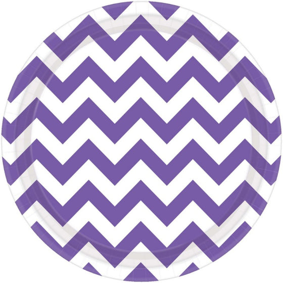 Chevron Round Paper Plates 23cm 8pk