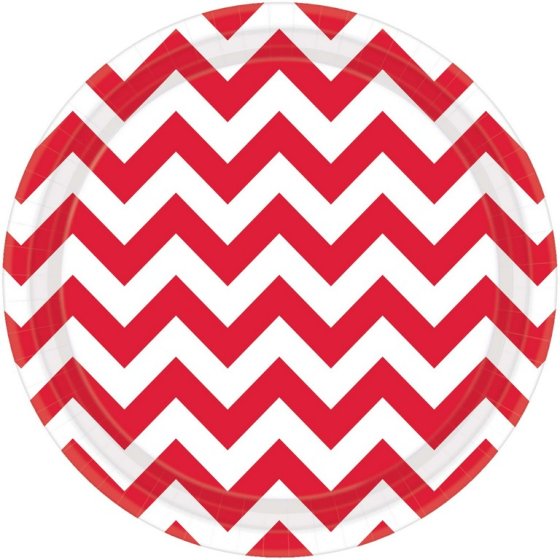 Chevron Round Paper Plates 23cm 8pk