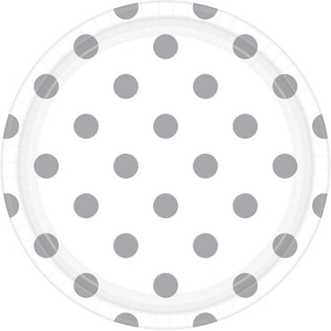 Dots Round Paper Plates 23cm 8pk