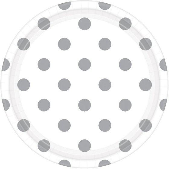 Dots Round Paper Plates 23cm 8pk