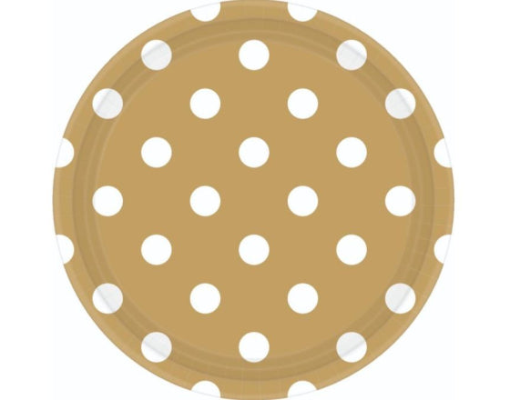 Dots Round Paper Plates 23cm 8pk