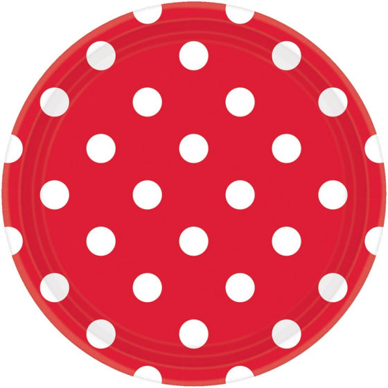 Dots Round Paper Plates 23cm 8pk