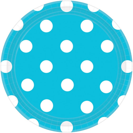 Dots Round Paper Plates 23cm 8pk