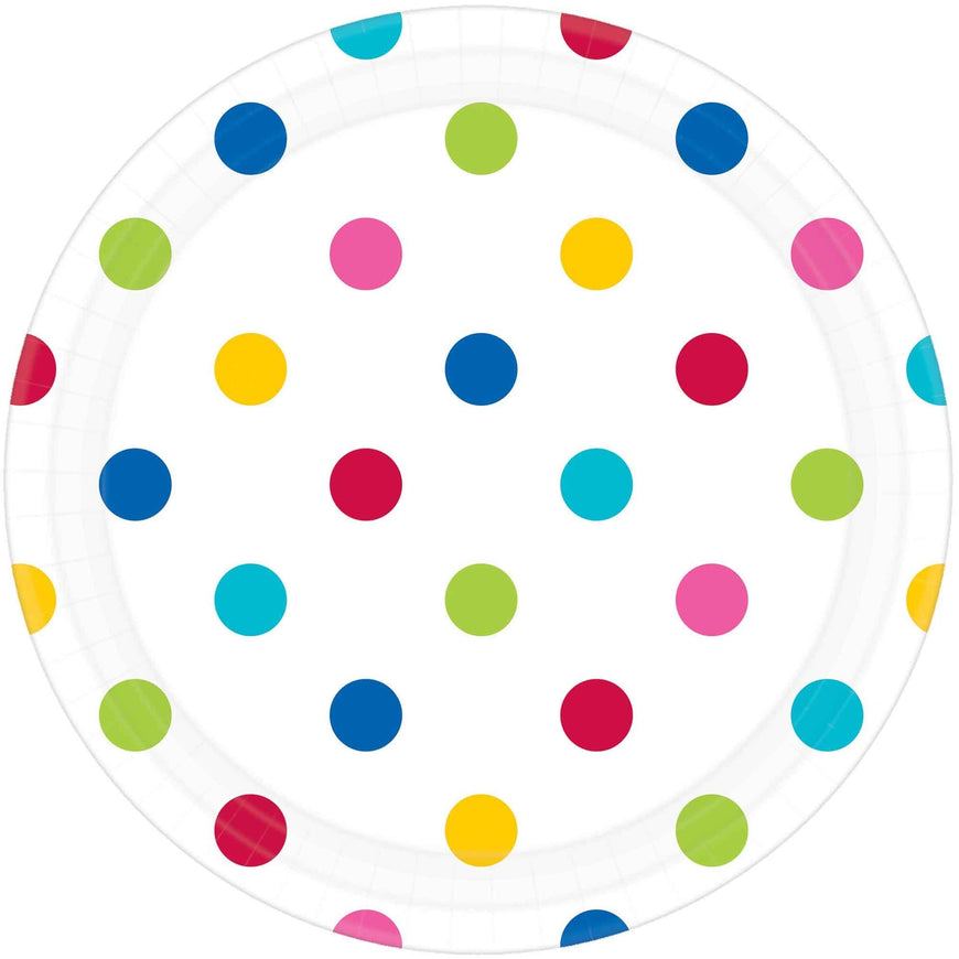 Dots Rainbow Round Plates 23cm 8pk