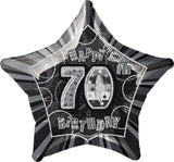 Black Glitz 70th Birthday Star Foil Balloon 50cm - Party Savers