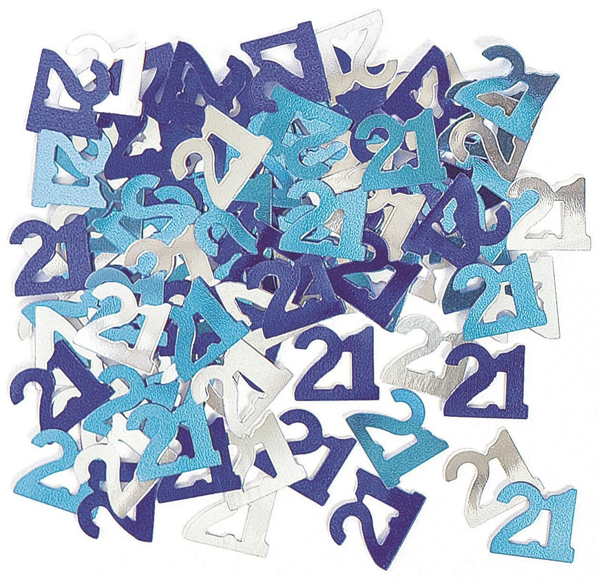 Blue Glitz 21st Birthday Confetti 14gms - Party Savers