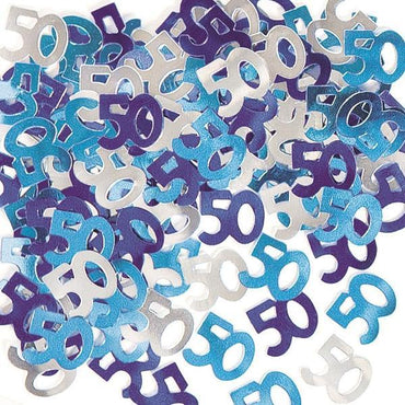 Blue Glitz 50th Birthday Confetti 14gms - Party Savers