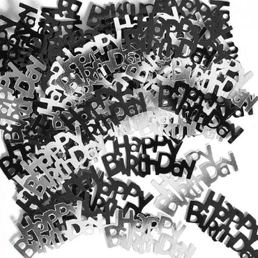 Black Glitz Happy Birthday Confetti 14gms - Party Savers