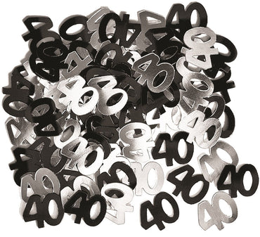 Black Glitz 40th Birthday Confetti 14gms - Party Savers