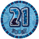 Black Glitz Birthday Badge - 21 - Party Savers