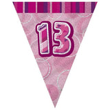 Black Glitz 13th Flag Banner 3.65m - Party Savers