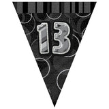 Black Glitz 13th Flag Banner 3.65m - Party Savers