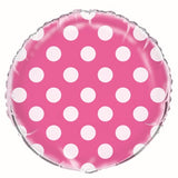 Bright Pink Dots Round Foil Balloon 45cm - Party Savers