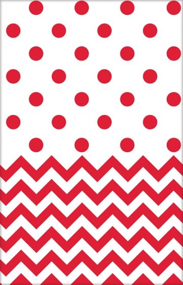 Apple Red Chevron Plastic Tablecover 1.37m x 2.59m Each