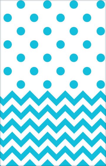 Caribbean Blue Chevron Plastic Tablecover 1.37m x 2.59m Each