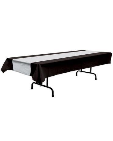 Black and Silver Tablecover 54in x 108in. each - Party Savers