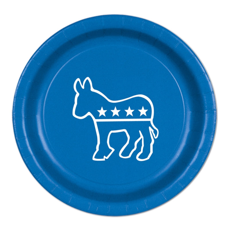 Democratic Plates Blue 9in 8pk - Party Savers