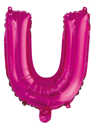 Letter U Bright Pink Foil Balloon 35cm - Party Savers