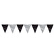 Black and Silver Pennant Banner 11in x 12ft. each - Party Savers