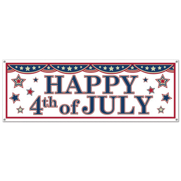 4th Of July Sign Banner 5ft x 21in Each - Party Savers