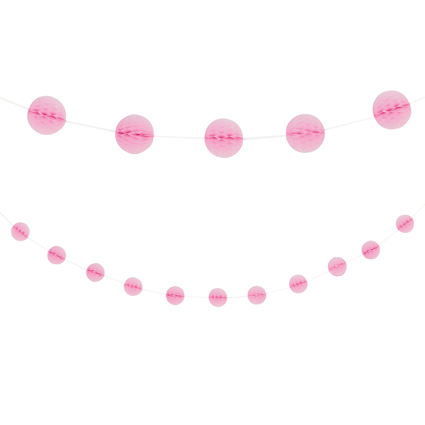 Pastel Pink Honeycomb Garland 2m - Party Savers