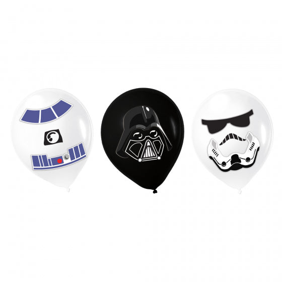 Star Wars Galaxy Latex Balloons & Paper Adhesive Add-Ons 30cm 6pk - Party Savers