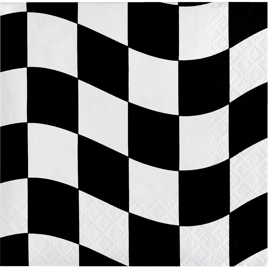 Black & White Check Beverage Napkins 18pk - Party Savers