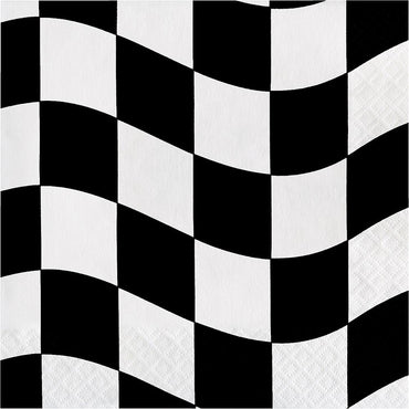 Black & White Checkered Luncheon Napkins 16pk - Party Savers