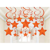 Frosty White Shooting Stars Foil Mega Value Pack Swirl Decorations 30pk - Party Savers