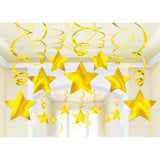 Frosty White Shooting Stars Foil Mega Value Pack Swirl Decorations 30pk - Party Savers