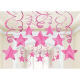 Frosty White Shooting Stars Foil Mega Value Pack Swirl Decorations 30pk - Party Savers