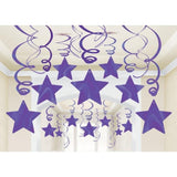 Frosty White Shooting Stars Foil Mega Value Pack Swirl Decorations 30pk - Party Savers