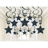 Frosty White Shooting Stars Foil Mega Value Pack Swirl Decorations 30pk - Party Savers