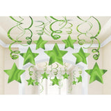 Frosty White Shooting Stars Foil Mega Value Pack Swirl Decorations 30pk - Party Savers