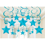 Frosty White Shooting Stars Foil Mega Value Pack Swirl Decorations 30pk - Party Savers