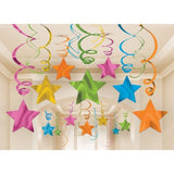 Frosty White Shooting Stars Foil Mega Value Pack Swirl Decorations 30pk - Party Savers