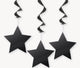 Black Star Hanging Swirl Decorations 90cm 3pk - Party Savers