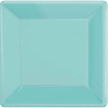 Robin Egg Blue Square Paper Plates 26cm 20pk - Party Savers