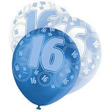 Black Glitz 16th Birthday Latex Balloons 30cm 6pk - Party Savers