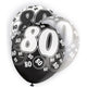 Black Glitz 80th Birthday Latex Balloons 30cm 6pk - Party Savers