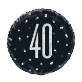 Black 40  Prismatic Foil  Balloon Packaged 45cm Each