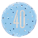 Blue 40 Prismatic Foil  Balloon Packaged 45cm  Each