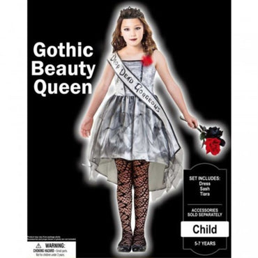 Girls Costume - Gothic Beauty Queen  8-10 Years - Party Savers