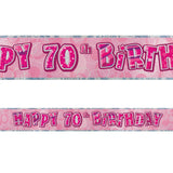 Black Glitz 70th Birthday Foil Banner 3.6m - Party Savers