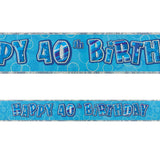 Black Glitz 40th Birthday Foil Banner 3.6m - Party Savers