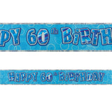 Black Glitz 60th Birthday Foil Banner 3.6m - Party Savers