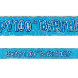 Black Glitz 100th Birthday Foil Banner 3.6m - Party Savers