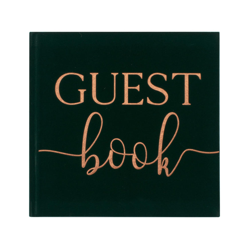 Botanical Wedding Green Velvet Bronze Foiled Guest Book Each